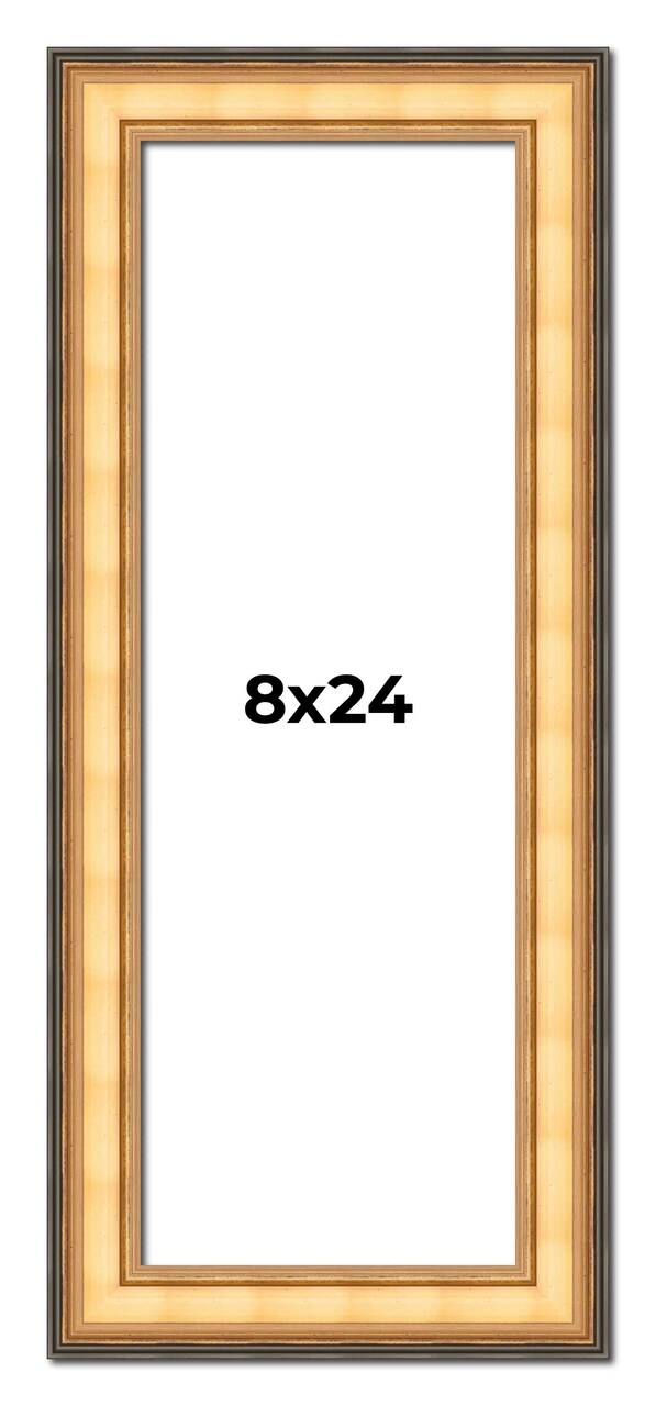8x24 Traditional Picture Frame with UV-Resistant Acrylic & Acid Free Backing, Available in 3 Finishes - Black, Brown, Gold